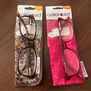 NWT 2 pair Foster Grant Colorcad Readers  new with case 2.50